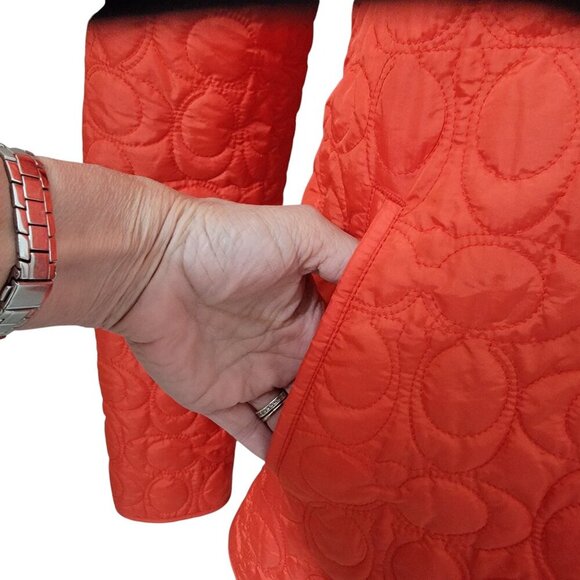Coach Size S Pomegranate Orange Red Lightweight Quilted Jacket, Gently Used Cond - Picture 4 of 14